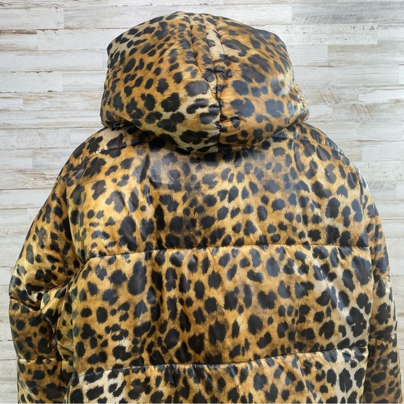 Zara Puffer Cheetah Animal Print Hooded Water Resistant Oversized Jacket Coat XS - Picture 13 of 17